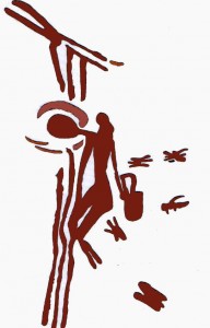 A honey seeker depicted in an 8,000-year-old cave painting found in the Araña Caves in Spain.
