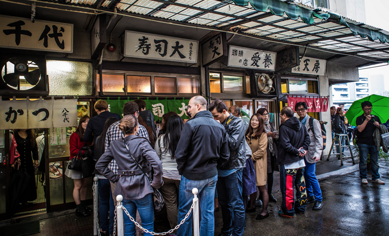 waiting in line for sushi