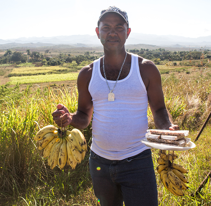 On the road from Trinidad to Viñales, we stopped to buy bananas from a local guy selling bunches on the side of the road.