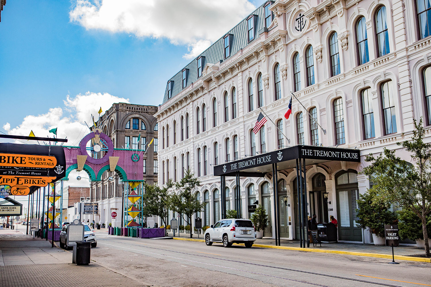 Exterior view of The Tremont House in Galveston, Texas.