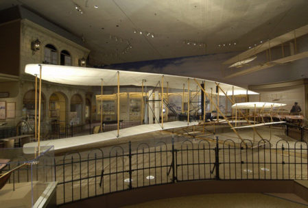  original 1903 Wright Flyer is the centerpiece of "The Wright Brothers & The Invention of the Aerial Age" exhibition at the National Air and Space Museum's flagship building on the National Mall in Washington.