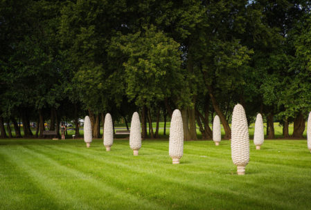 Field of Corn (with Osage Oranges) has become a place of pilgrimage for people who love quirky roadside attractions. There's more to Dublin than these giant corn cobs, though. It's worthy of a visit any time of the year, but especially during the Dublin Irish Festival in August.