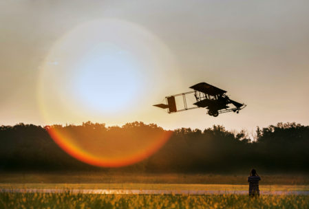 Pay $100 for a membership to the Wright B Flyer Inc. Museum and then you can take off in a replica Wright "B" Flyer.