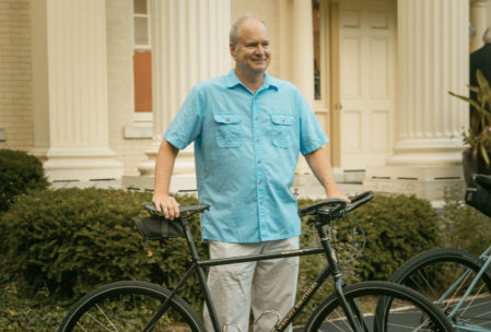 Stephen Wright, the great grand nephew of the Wright brothers, shows off a new version of the Van Cleve, which is assembled in Dayton, Ohio, by Wright Brothers USA.