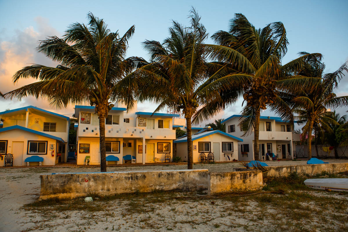 palm trees tower of the Grand Hotel Gota del Sal in Puerto Morelos.