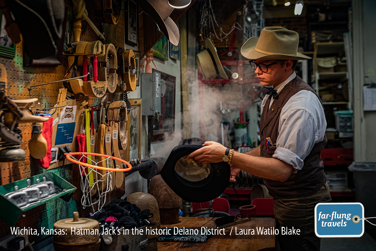 Austin Kitchen, 23, works on a hat in the back room at Hatman Jack’s, the third-largest hat store in the United States. Owner Jack Kellogg has outfitted the likes of Merle Haggard, Luciano Pavarotti and many more. Don’t assume the price will be out of your budget. He can find a suitable hat for your face for as low as $25.