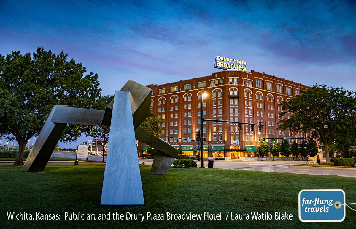 The Drury Plaza Broadview Hotel is conveniently located in downtown Wichita, Kansas, next to the Arkansas River and across from the historic Delano District. Once known as the Broadview Hotel, the building welcomed its first guests in 1921. Built along the banks of the Arkansas River near the Chisholm Trail, it soon became known as the premier hotel in the Midwest for its central location in the city along popular transportation lines. A horse and buggy station once located on the northwest side of the building was the only means of public transportation to western Kansas.