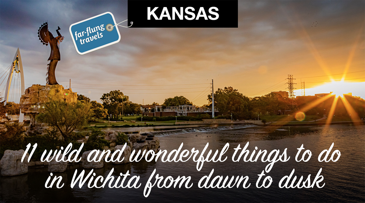The Keeper of the Plains, a sculpture by Blackbear Bosin stands over the confluence of the Arkansas and Little Arkansas rivers at dawn. It’s located in the heart of Wichita, Kansas, a jewel in the state’s central plains.